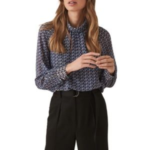 NWT Reiss Tatiana Diamond Print Blouse